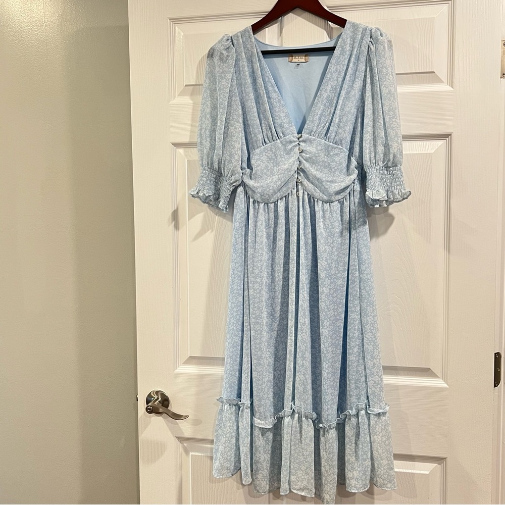 Altar'd State Sky Blue Floral Dress